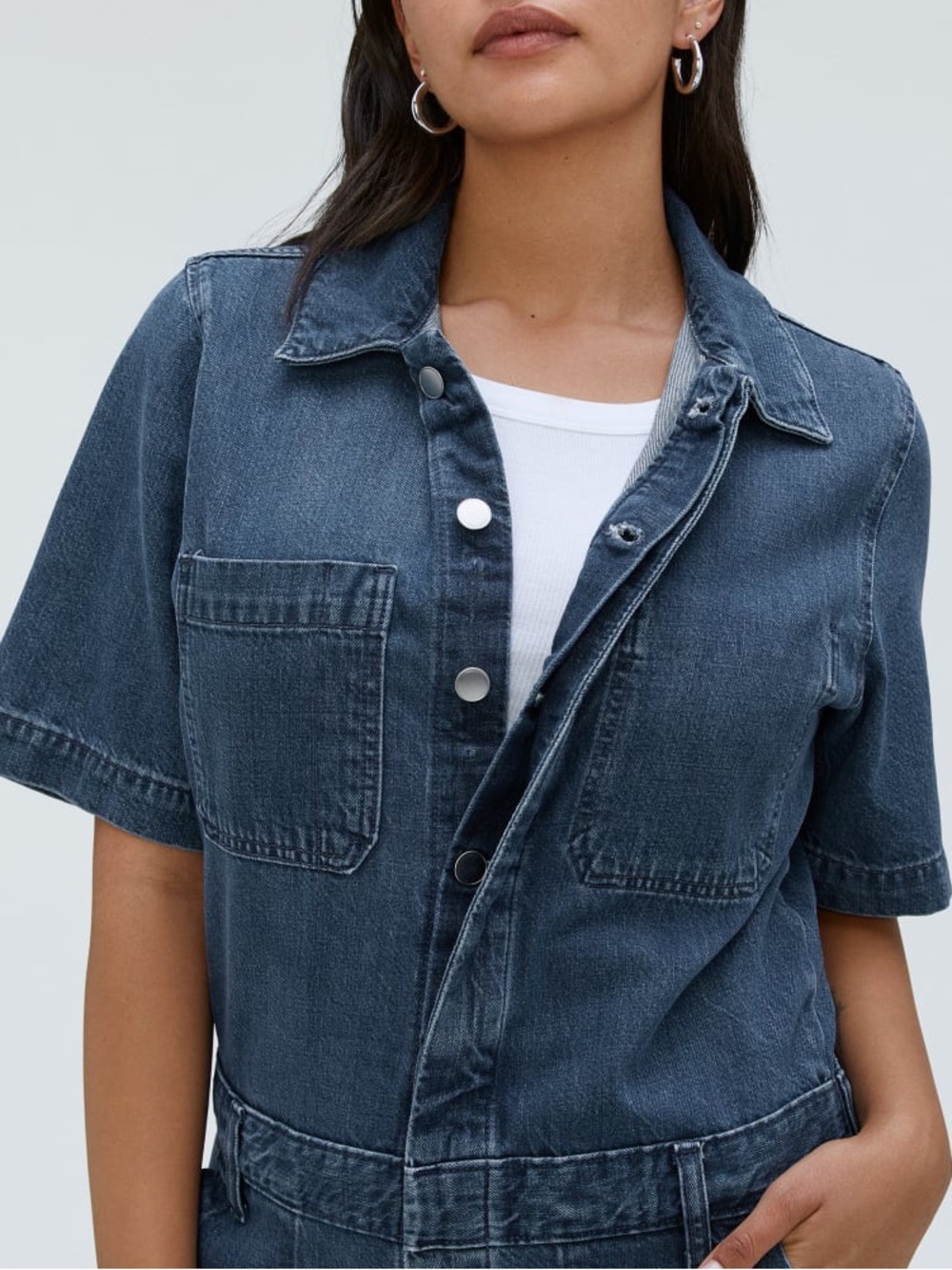 Everlane 💙 The Short Sleeve Denim Coveralls - Picture 3 of 6